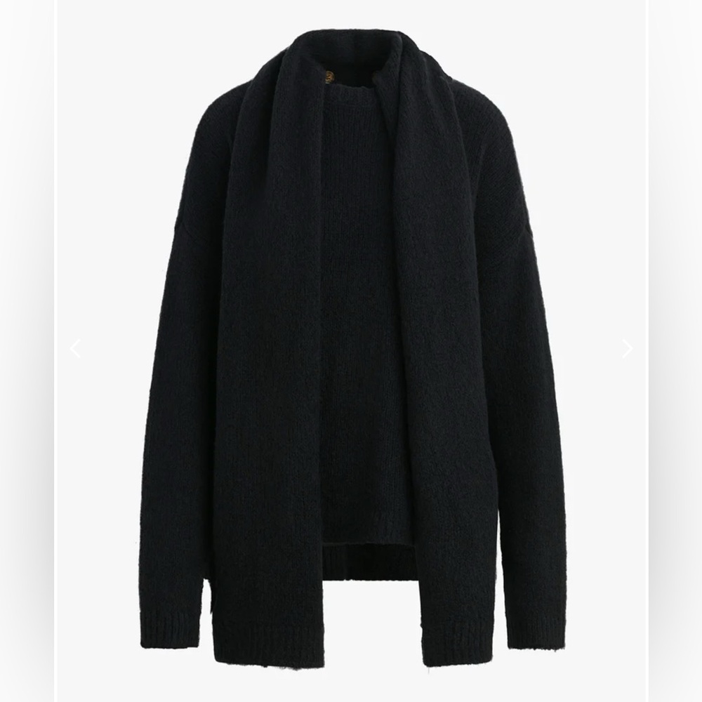Favorite Daughter Jamie Wool-Cashmere Sweater Scarf Set Black XS